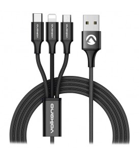 کابل تبدیل USB به Iphone Lightning و Type-C و Micro USB ولکانو VK-20039