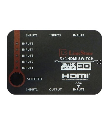 سوئیچ 5 پورت HDMI با قابلیت 3D و رزولوشن 4Kx2K با ریموت کنترل لایمستون LS-HS0501