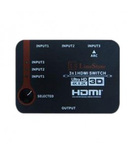 سوئیچ 3 پورت HDMI با قابلیت 3D و رزولوشن 4Kx2K با ریموت کنترل لایمستون LS-HS0301