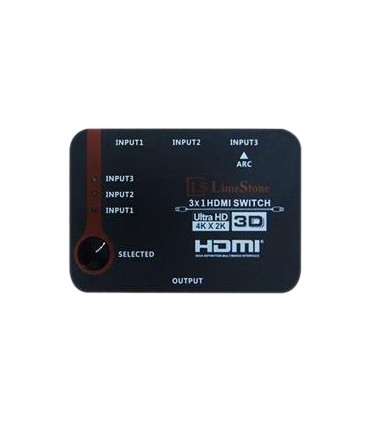 سوئیچ 3 پورت HDMI با قابلیت 3D و رزولوشن 4Kx2K با ریموت کنترل لایمستون LS-HS0301
