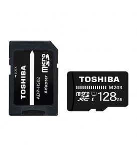 کارت حافظه microSDXC توشیبا UHS-I M203 کلاس 10 سرعت 100MBps ظرفیت 128 گیگابایت همراه با آداپتور SD