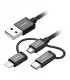 کابل تبدیل USB به Iphone Lightning و Type-C و Micro USB یوگرین US186