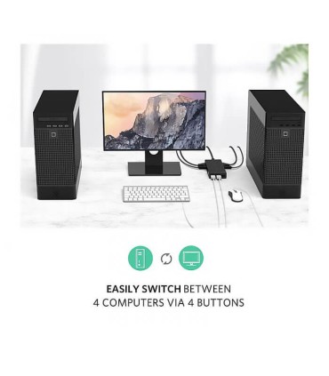 کی وی ام سوئیچ 4 پورت VGA با پورت USB همراه کابل یوگرین 50280 CM154