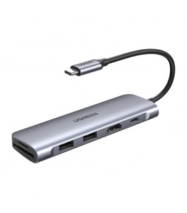 هاب 6 پورت Type C به USB 3.0 با پورت HDMI و درگاه کارت حافظه با قابلیت PD یوگرین 70411 CM195