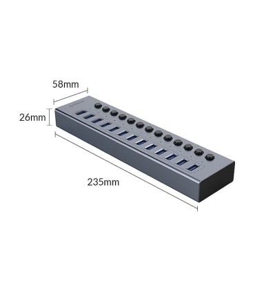 هاب 13 پورت USB 3.0 کلید دار همراه آداپتور اوریکو BT2U3-13AB