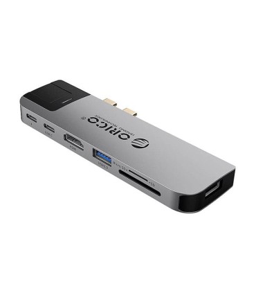 هاب 8 پورت Type C به USB 3.0 - 2.0 و پورت HDMI و LAN و Type C و درگاه کارت حافظه با قابلیت PD اوریکو 2CT-8HR