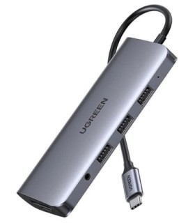 هاب 10 پورت Type C به 3.0 USB با پورت HDMI و VGA و LAN و میکروفون و درگاه کارت حافظه با قابلیت PD یوگرین 80133 CM179