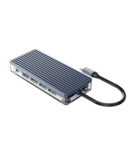 هاب 11 پورت Type C به USB 3.0 - 2.0 با پورت میکروفون و HDMI و LAN و VGA و درگاه کارت حافظه با قابلیت PD اوریکو WB-11P