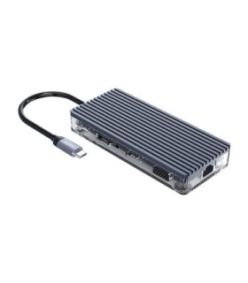 هاب 11 پورت Type C به USB 3.0 - 2.0 با پورت میکروفون و HDMI و LAN و VGA و درگاه کارت حافظه با قابلیت PD اوریکو WB-11P