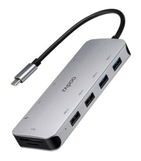هاب 10 پورت Type C به USB 3.0 - 2.0 با پورت HDMI و VGA و LAN و درگاه کارت حافظه با قابلیت PD رپو XD200C