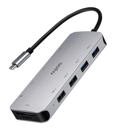 هاب 10 پورت Type C به USB 3.0 - 2.0 با پورت HDMI و VGA و LAN و درگاه کارت حافظه با قابلیت PD رپو XD200C