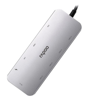 هاب 10 پورت Type C به USB 3.0 - 2.0 با پورت HDMI و VGA و LAN و درگاه کارت حافظه با قابلیت PD رپو XD200C