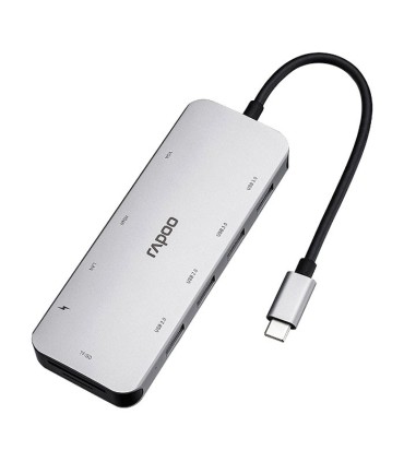 هاب 10 پورت Type C به USB 3.0 - 2.0 با پورت HDMI و VGA و LAN و درگاه کارت حافظه با قابلیت PD رپو XD200C
