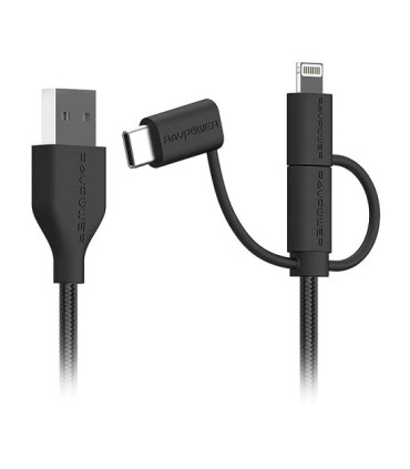 کابل تبدیل USB به Iphone Lightning و Type-C و Micro USB راوپاور RP-CB021