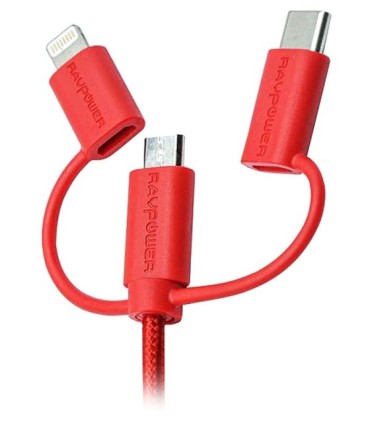 کابل تبدیل USB به Iphone Lightning و Type-C و Micro USB راوپاور RP-CB021