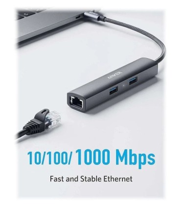 هاب 5 پورت Type C به USB 3.0 با پورت HDMI و LAN انکر 533 A8338