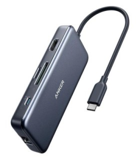 هاب 7 پورت Type C به USB 3.0 با پورت HDMI و LAN و درگاه کارت حافظه با قابلیت PD انکر A8352 
