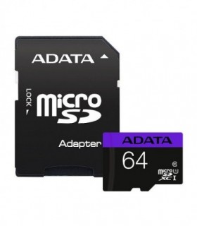 کارت حافظه microSDXC ای دیتا Premier کلاس 10 سرعت 80MBps ظرفیت 64 گیگابایت همراه با آداپتور SD