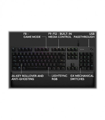 کیبورد باسیم گیمینگ لاجیتک G513 Carbon - Clicky