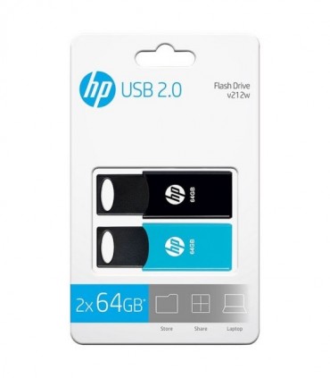 فلش مموری اچ پی USB 2.0 V212W ظرفیت 64 گیگابایت پک 2 تایی