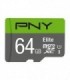 کارت حافظه microSDHC پی ان وای Elite کلاس 10 سرعت 85MBps ظرفیت 64 گیگابایت همراه با آداپتور SD
