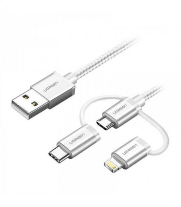 کابل تبدیل USB به Iphone Lightning و Type-C و Micro USB یوگرین US186