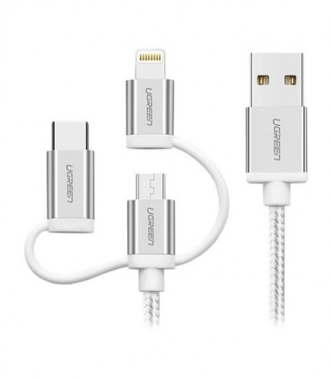 کابل تبدیل USB به Iphone Lightning و Type-C و Micro USB یوگرین US186