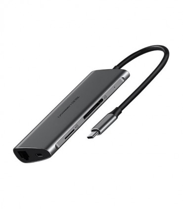 هاب 8 پورت Type C به 3.0 USB با پورت HDMI و LAN و درگاه کارت حافظه باقابلیت PD یوگرین 50538 CM121