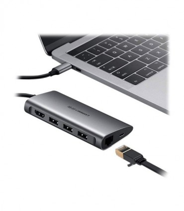 هاب 8 پورت Type C به 3.0 USB با پورت HDMI و LAN و درگاه کارت حافظه باقابلیت PD یوگرین 50538 CM121