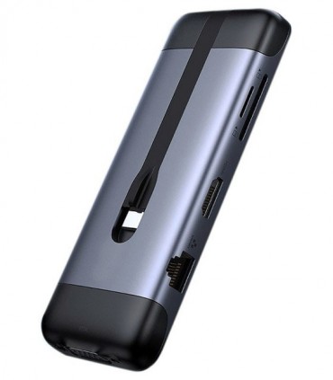 هاب 9 پورت Type C به 3.0 USB با پورت HDMI و VGA و LAN و درگاه کارت حافظه با قابلیت PD یوگرین 70409 CM286