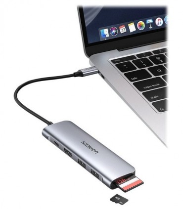 هاب 6 پورت Type C به USB 3.0 با پورت HDMI و درگاه کارت حافظه با قابلیت PD یوگرین 70411 CM195