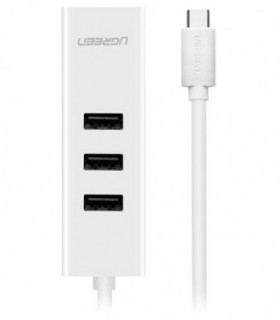 هاب 4 پورت Type C به USB 2.0 با پورت LAN یوگرین 20792