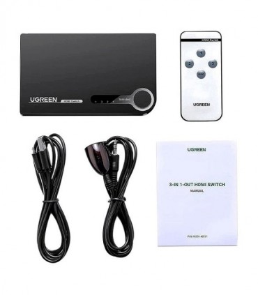 سوئیچ 3 پورت HDMI با قابلیت 3D و رزولوشن 4K با ریموت کنترل یوگرین 40234