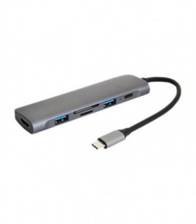 هاب 6 پورت Type C به 3.0 USB با پورت HDMI و Type C و درگاه کارت حافظه با قابلیت PD کی نت K-MFCMS606