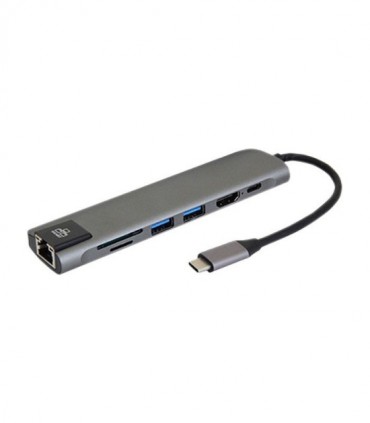 هاب 7 پورت Type C به 3.0 USB با پورت HDMI و LAN و درگاه کارت حافظه با قابلیت PD کی نت K-MFCMS707