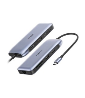 هاب 9 پورت Type C به 3.0 USB با پورت HDMI و VGA و DisplayPort و LAN و درگاه کارت حافظه با قابلیت PD یوگرین 70301 CM274