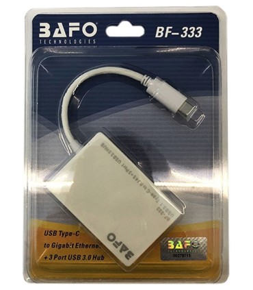 هاب 4 پورت Type C به USB 3.0 با پورت LAN بافو BF-333