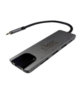 هاب 5 پورت Type C به 3.0 USB با پورت HDMI و LAN و Type C امگا OM-TC15
