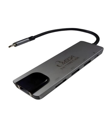 هاب 5 پورت Type C به 3.0 USB با پورت HDMI و LAN و Type C امگا OM-TC15