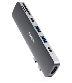هاب 7 پورت Type C به USB 3.0 با پورت Type C و HDMI و درگاه کارت حافظه با قابلیت PD انکر A8371 547