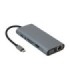 هاب 8 پورت Type C به 3.0 USB با پورت HDMI و VGA و LAN و درگاه کارت حافظه با قابلیت PD کی نت K-MFCMS1011
