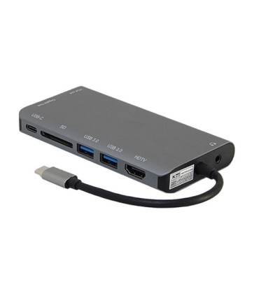 هاب 8 پورت Type C به USB 3.0 با پورت HDMI و VGA و LAN و درگاه کارت حافظه با قابلیت PD کی نت K-MFCMS908