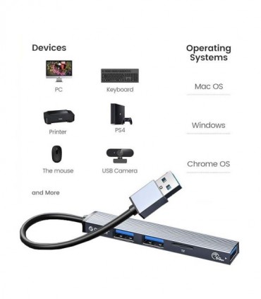هاب 4 پورت USB 3.0 و درگاه کارت حافظه اوریکو AH-A12F