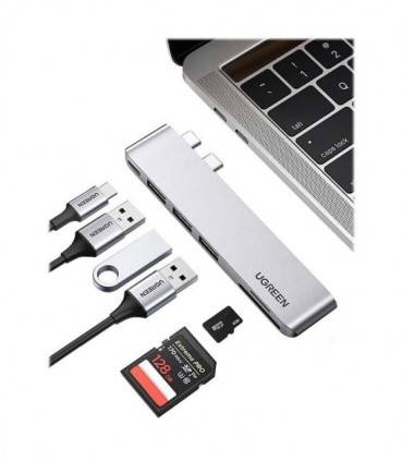 هاب 6 پورت Type C به USB 3.0 و درگاه کارت حافظه با قابلیت PD یوگرین 60560 CM251