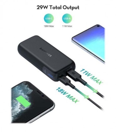  پاور بانک راوپاور RP-PB186 با ظرفیت 10000 میلی آمپر ساعت