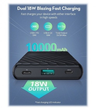 پاور بانک راوپاور RP-PB195 با ظرفیت 10000 میلی آمپر ساعت