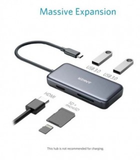 هاب 5 پورت Type C به USB 3.0 با پورت HDMI و درگاه کارت حافظه انکر A8334