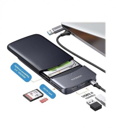 باکس هارد 2.5 اینچ USB 3.1 همراه درگاه کارت حافظه و هاب یوگرین 60620 CM529
