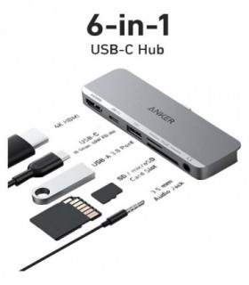 هاب 6 پورت Type C به USB 3.0 با پورت HDMI و درگاه کارت حافظه انکر A8363