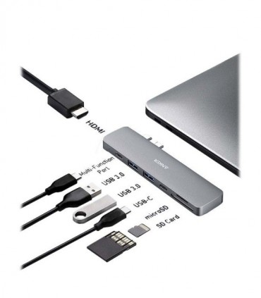 هاب 7 پورت Type C به USB 3.0 با پورت Type C و HDMI و درگاه کارت حافظه با قابلیت PD انکر A8371 547
